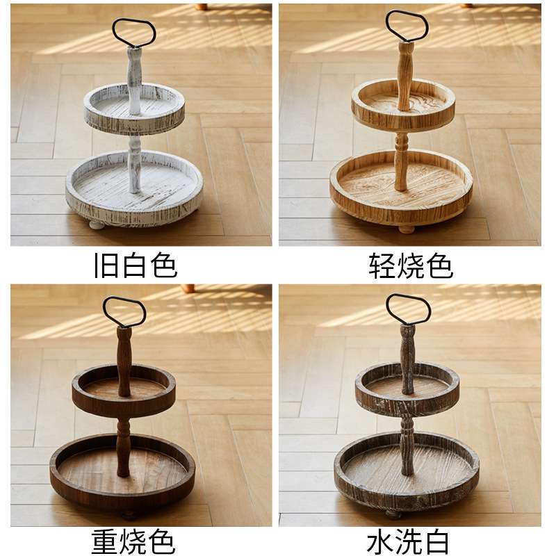 现货跨境万圣节木制分层托盘家居派对蛋糕甜点台装饰乡村风格托盘