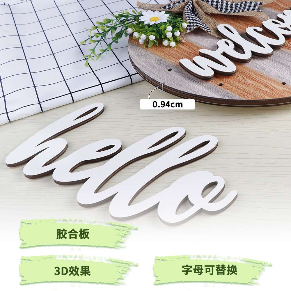 跨境热卖欢迎牌门挂饰LED灯蝴蝶结welcome挂牌hello门牌可替换