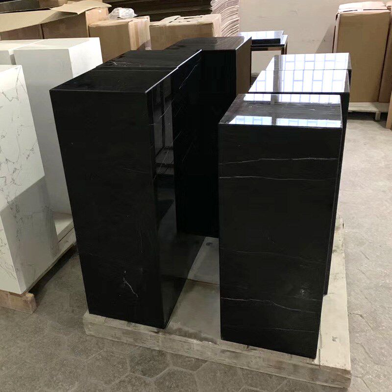 天然黑白根大理石底座摆件酒店商场销售中心工艺品雕塑台基座墩石