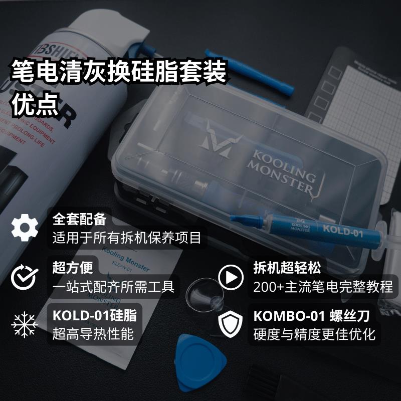酷寒怪兽 笔记本电脑清灰换硅脂套装 - 高效笔电拆机降温工具组合