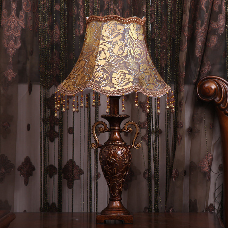 欧式台灯创意复古轻奢客厅大号布艺遥控可调光家用书房卧室床头灯