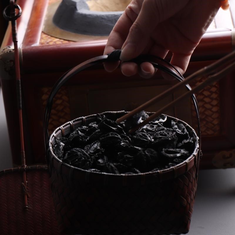 七月七竹编碳篓茶室木炭收纳篮手工碳筐围炉煮茶核桃碳置物篮炭钵