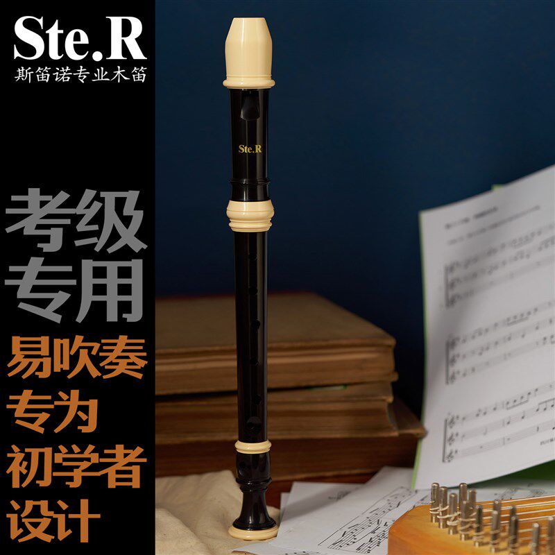 Ste.R/斯笛诺专业乐器英式八孔竖笛高音木纹色初学者学生易吹奏