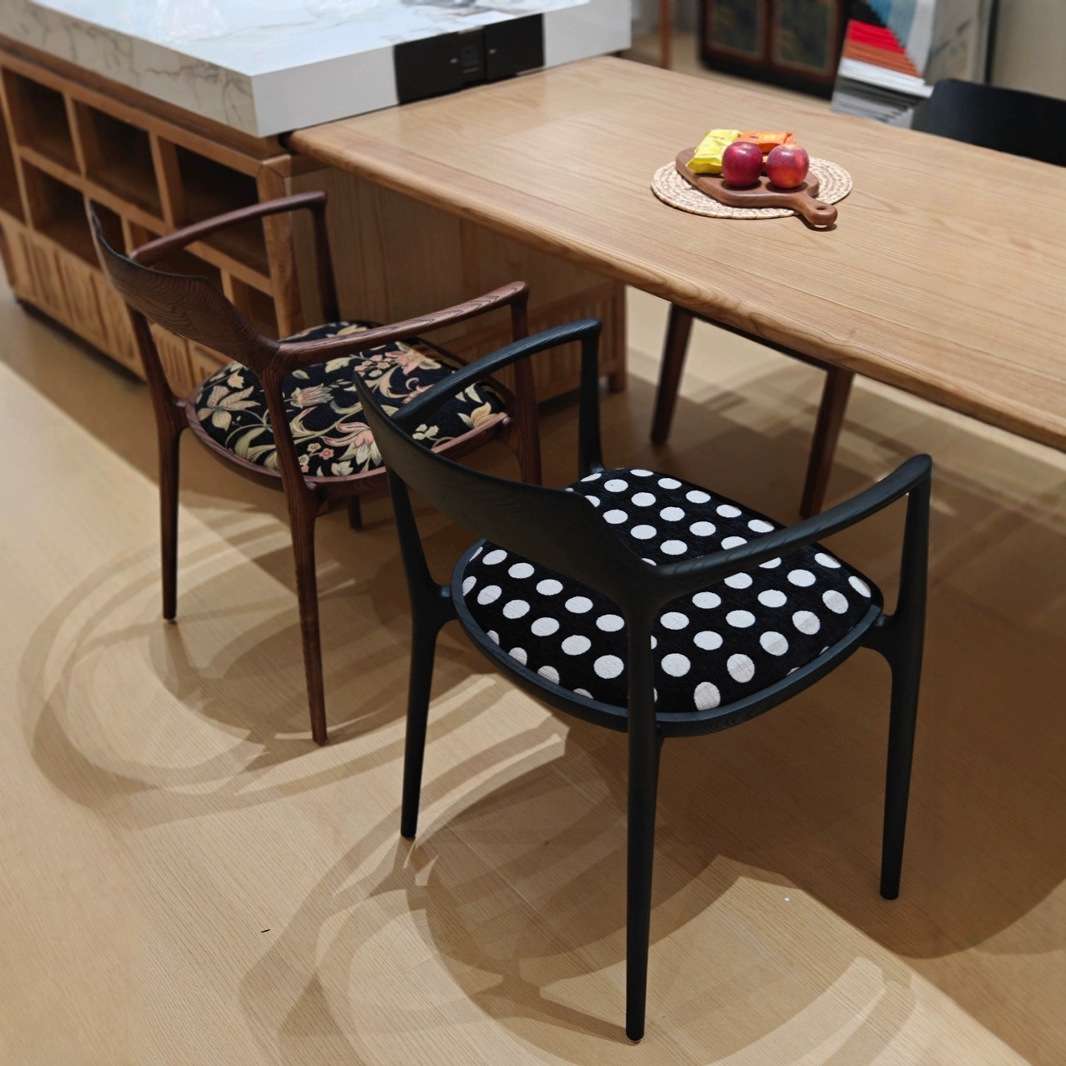 老钱风中古风实木餐椅靠背餐桌椅商用简约复古餐厅专用中古洽谈广