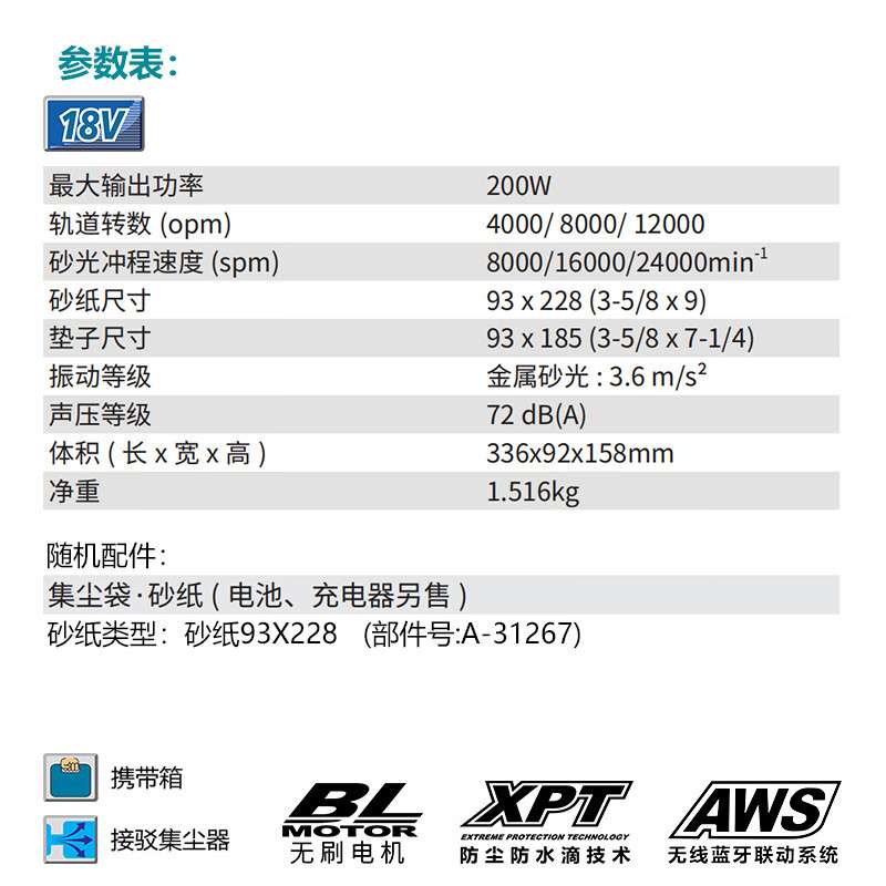 /MAKITA DBO381Z插电平板式砂光机200W砂纸机打磨机油漆腻子
