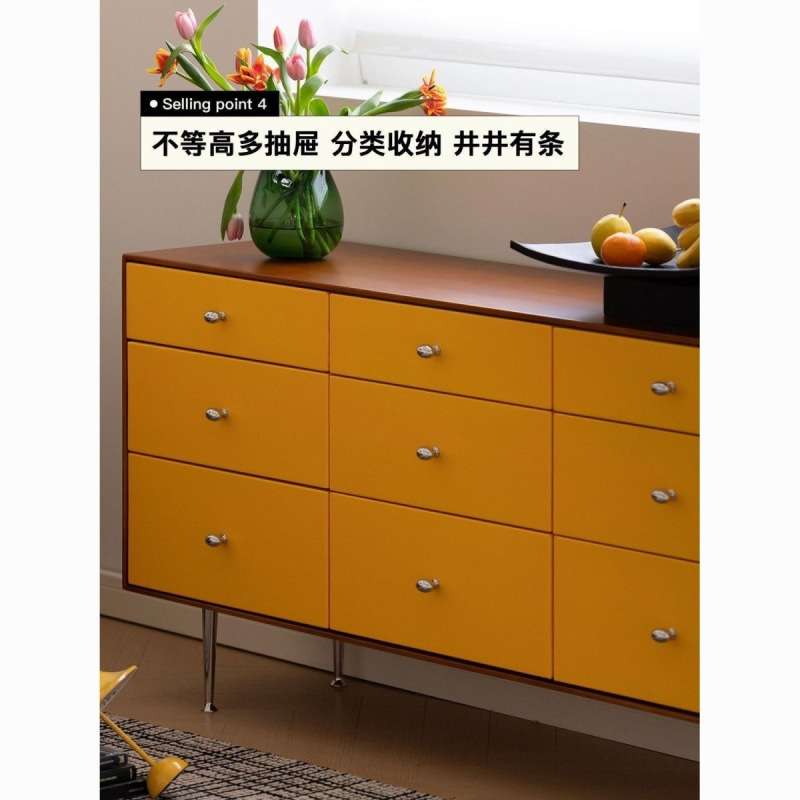 北欧斗柜中古实木客厅多斗柜储物收纳抽屉简约复古卧室九斗床尾