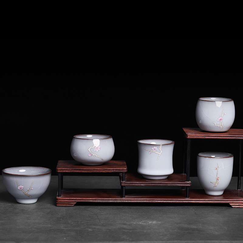铁胎官窑主人杯大号品茗杯描银手绘冰裂开片陶瓷茶杯单人单杯