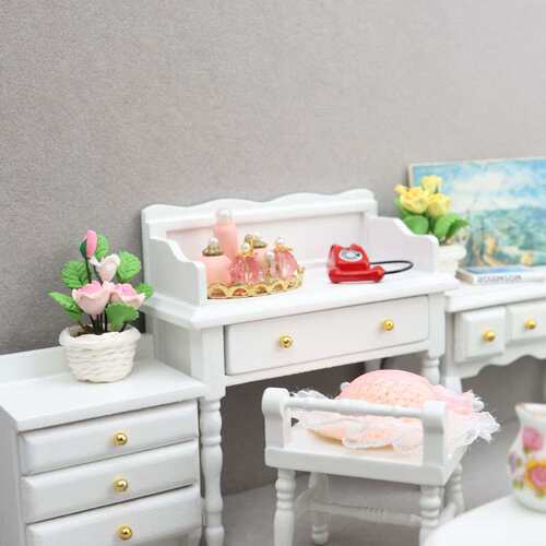 1：12迷你娃娃屋家具摆件微缩书桌OB11电脑桌dollhouse书房摆件