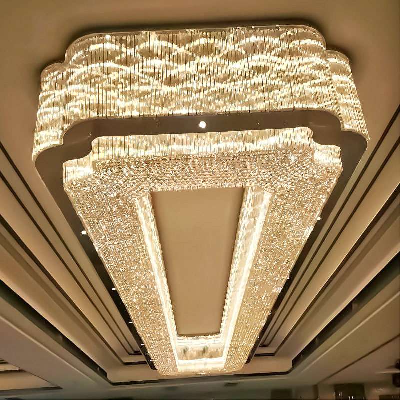豪华高端金色圆盘吊灯大型装饰工程灯宴会厅酒店中空大堂水晶灯具