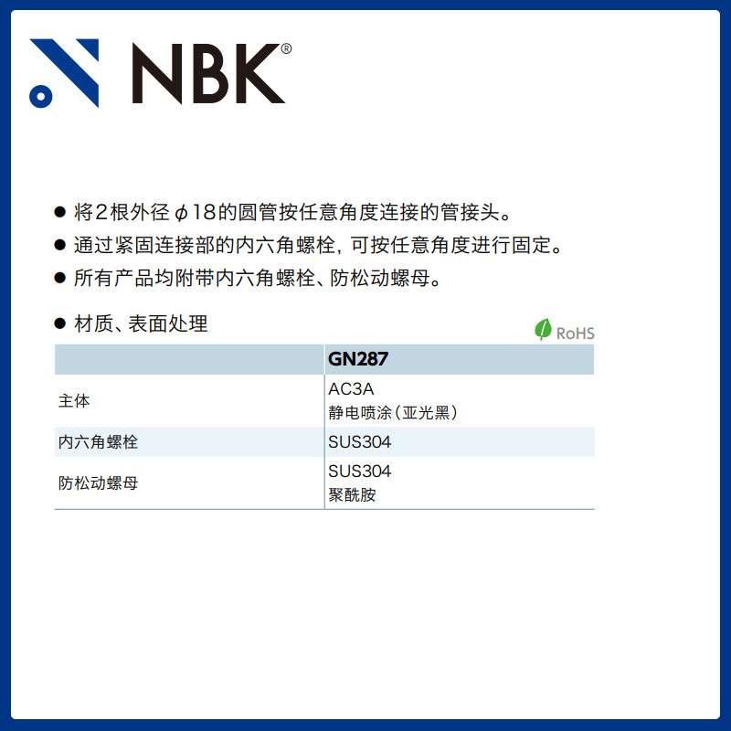 NBK GN287 管接头自由 线性引动器 直线运动部件配件 厂家直供
