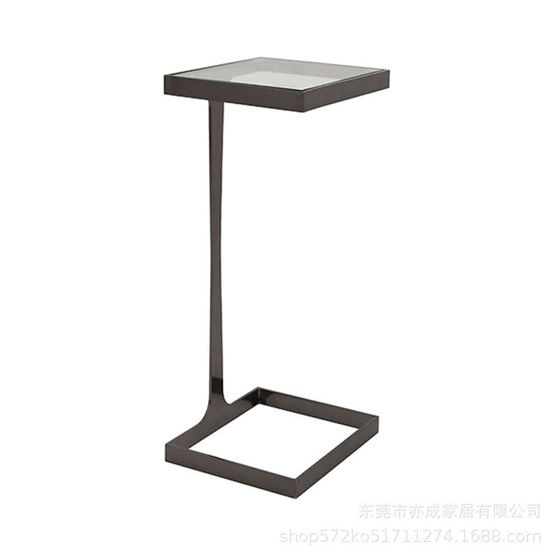 简约工业风咖啡桌网红奶茶店铁艺小圆桌子现代不锈钢小桌阳台茶几