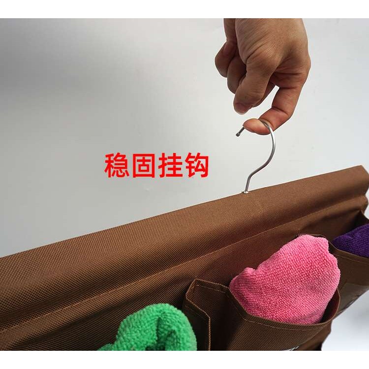 五口抹布袋酒店专用客房抹布袋五色毛巾分类收纳挂袋加厚耐用挂袋图片