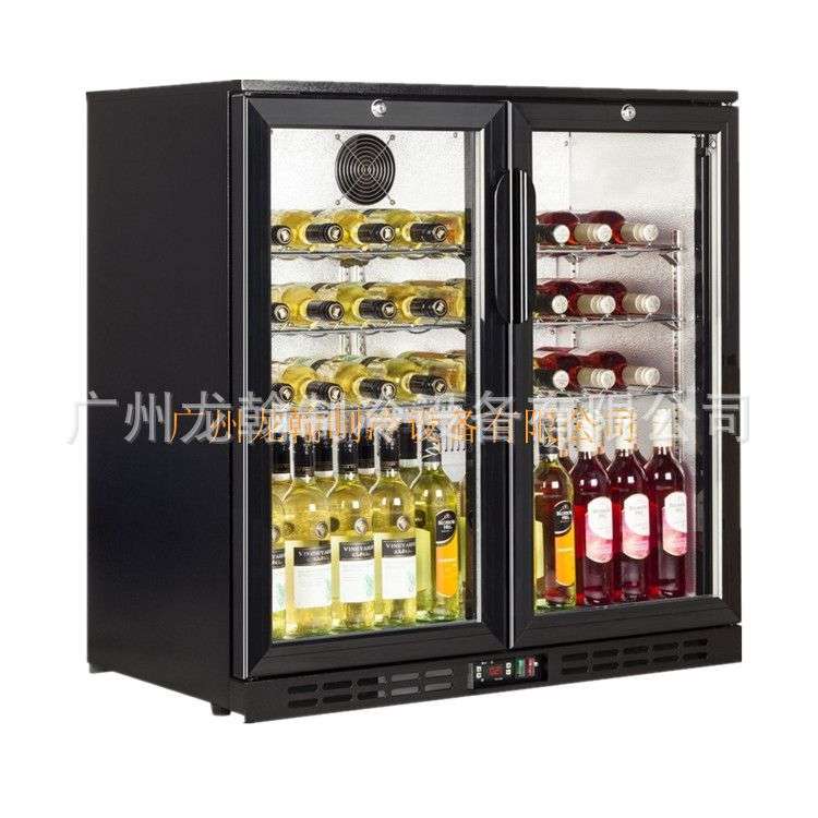 双门黑色吧台啤酒柜酒吧酒水冷藏展示冷柜台下保鲜冰箱厂家