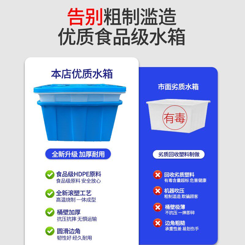 牛筋塑料水箱加厚长方形塑料桶方水桶家用养鱼箱大桶龟水产养殖箱