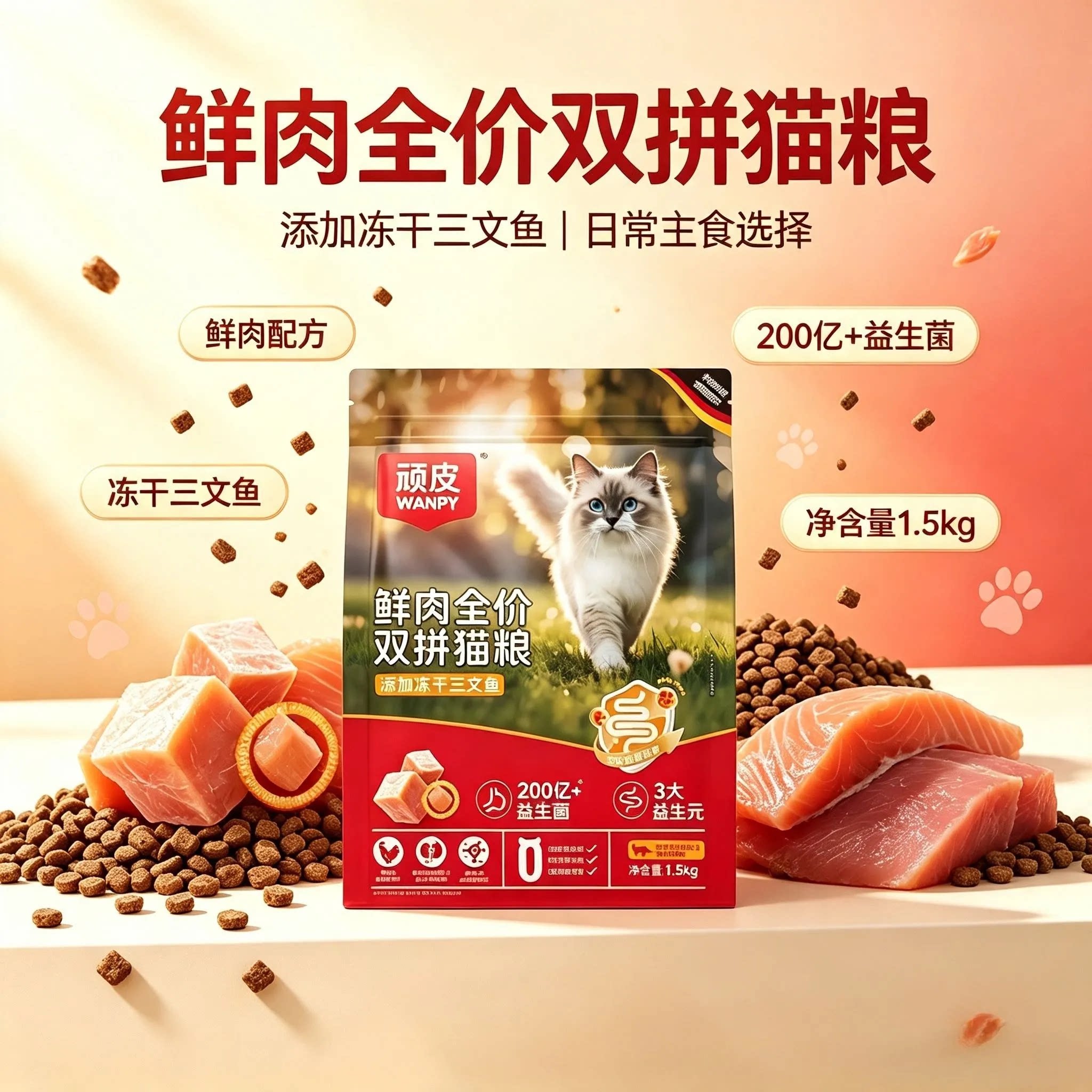 顽皮鲜肉全价双拼猫粮