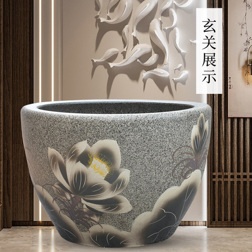 景德镇陶瓷鱼缸特大号客厅养鱼盆户外鱼缸睡莲荷花缸庭院老式水缸