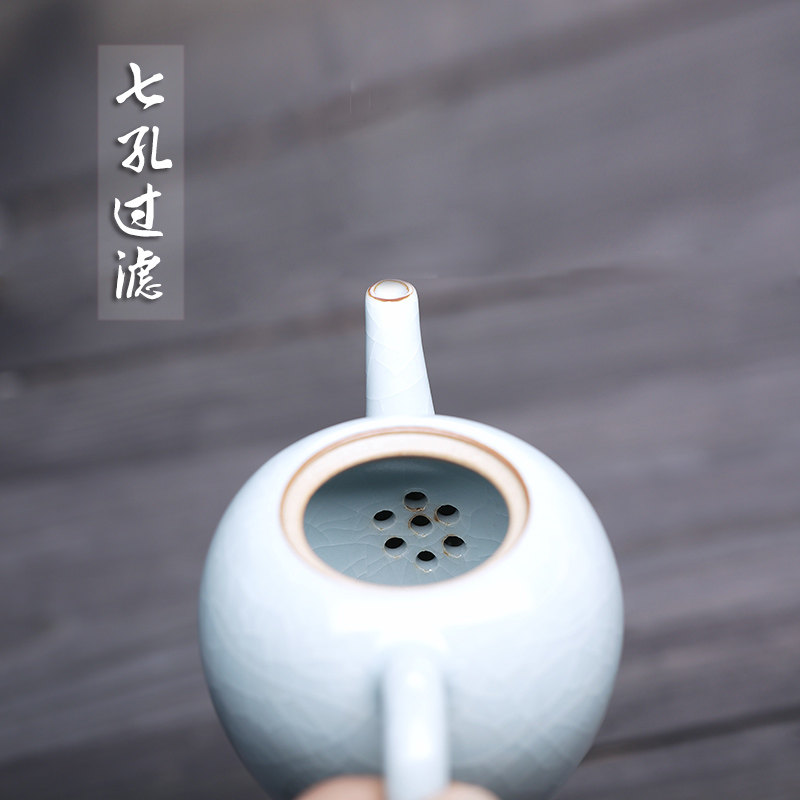 朴雅汝窑茶壶陶瓷汝窑茶具西施小茶壶开片汝瓷功夫茶具普洱泡茶壶