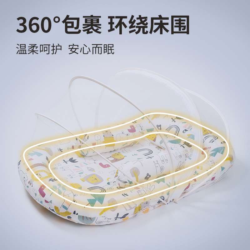 新生婴儿蚊帐防蚊罩床中床围栏宝宝可折叠bb防误压床婴儿床中床