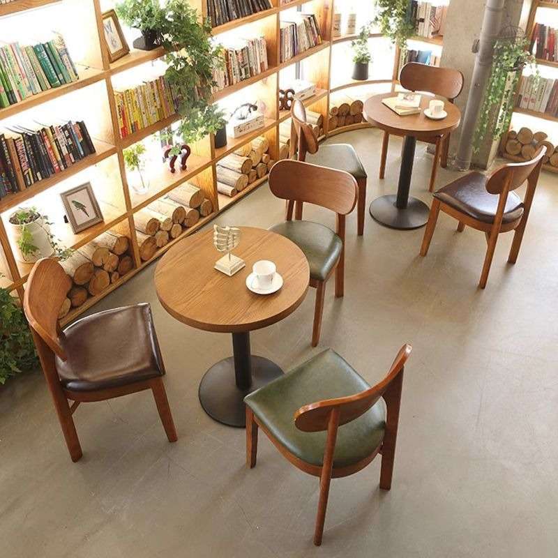 咖啡店奶茶店简约实木椅子螺蛳粉店小圆桌快餐面馆甜品店桌椅组合