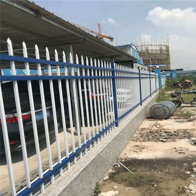 工厂 小区学校围墙栏栅 户外庭院隔断防护围栏 蓝白色锌钢护栏