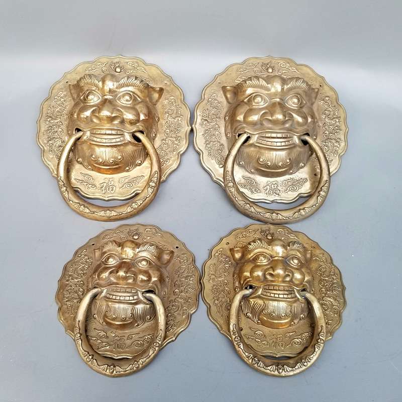 大号铜门环狮头门把手拉环柜门拉环妙音铜艺铜器工艺品装饰摆件