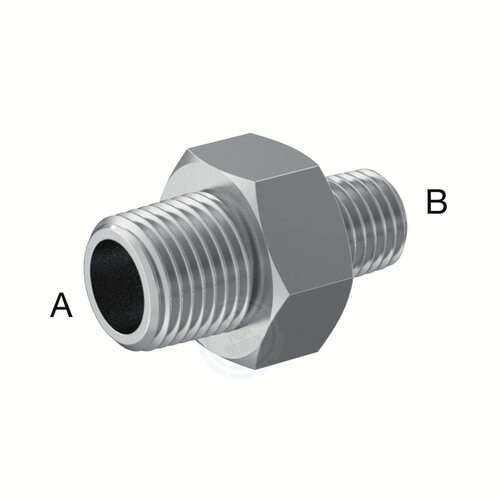 NPT Male × UN/UNF Male  微型耐中压300不锈钢六角外丝直通