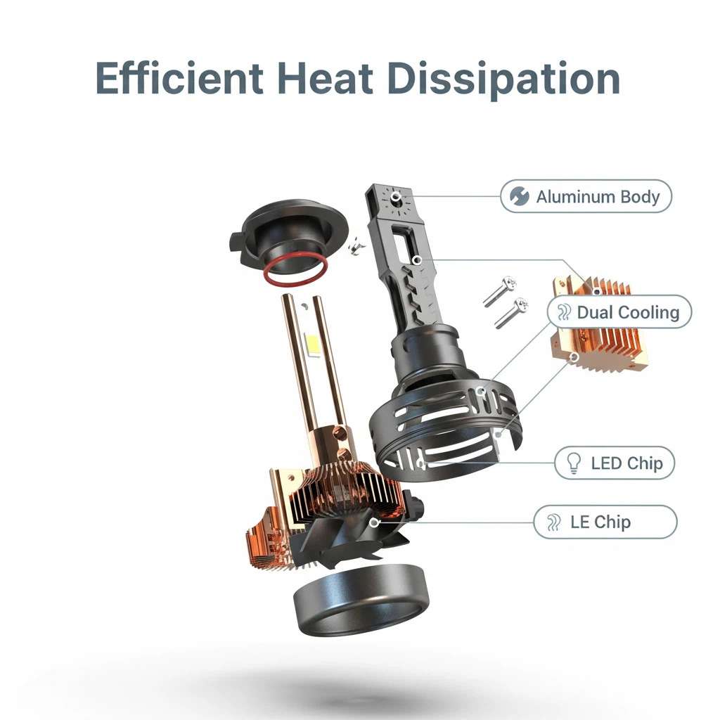 2支跨境亚马逊H7H4H11双铜管LED汽车大灯12V超亮大功率140W12000L