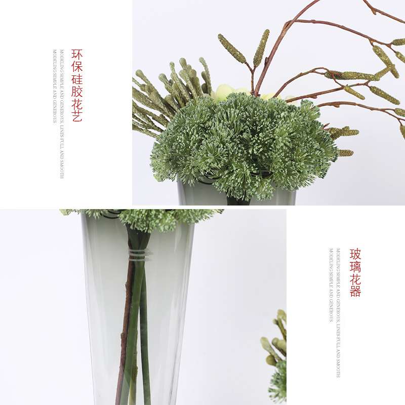 现代简约透明玻璃花瓶摆件创意客厅花艺套装北欧插花餐桌面装饰品