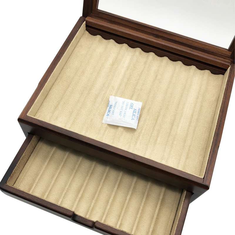 实木抽拉式木盒多层卡槽新中式内衬收纳盒木质工艺品胡桃木笔盒