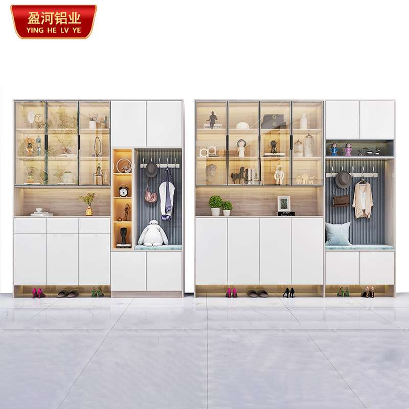 全铝家具现代风家用靠墙玻璃门组合多功能展示收纳铝合金餐边酒柜