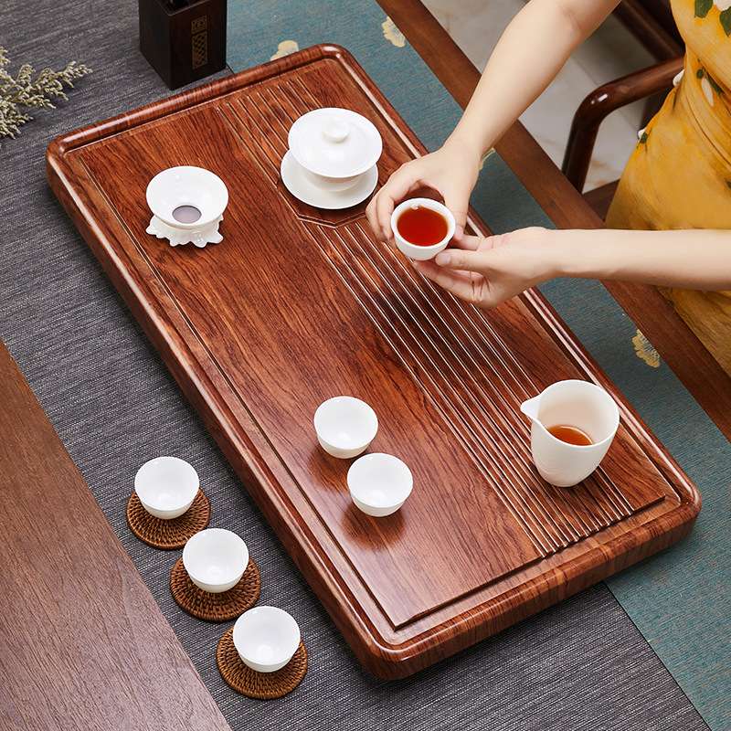 花梨木茶盘新中式客厅实木茶具套装家用仿原木简约排水泡茶台