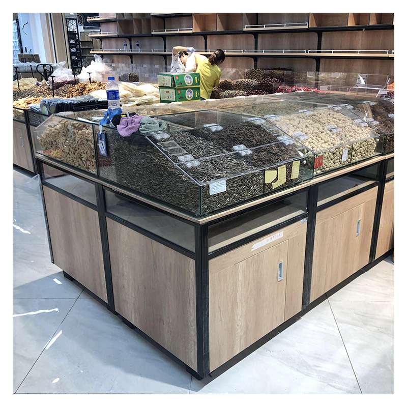 超市木制散称堆头架米桶五谷杂粮展示柜中岛散干货地堆货架