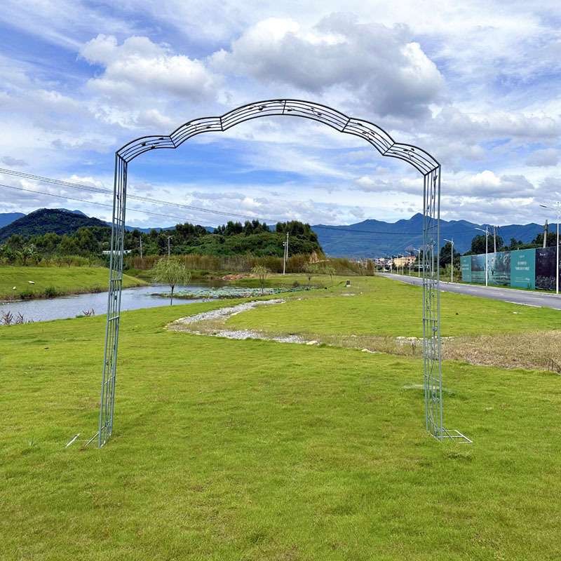 欧式铁艺庭院拱门花架植物爬藤架露台花园民宿布置底座托盘支架