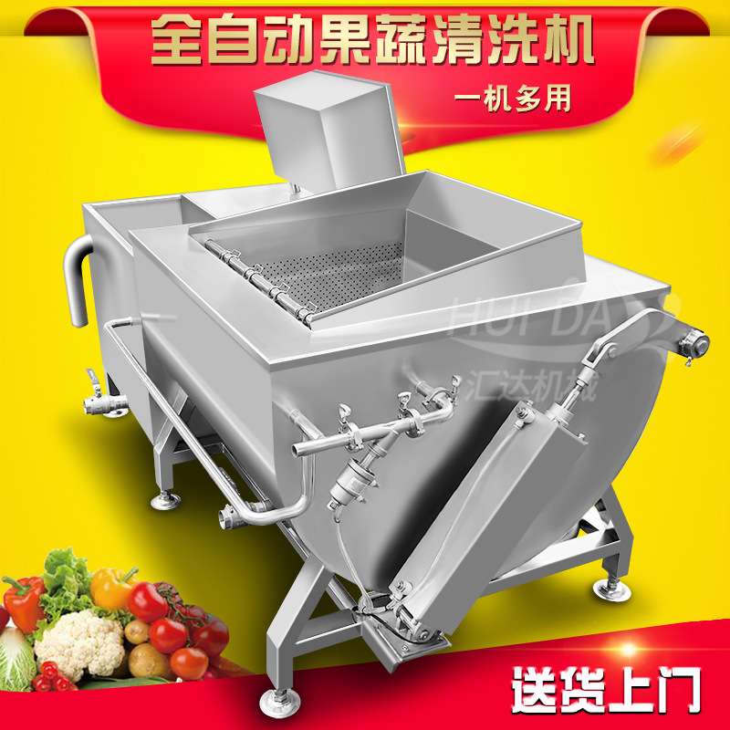 厂家新款全自动智能洗菜机 小型涡流气泡清洗机 果蔬翻斗式洗菜机