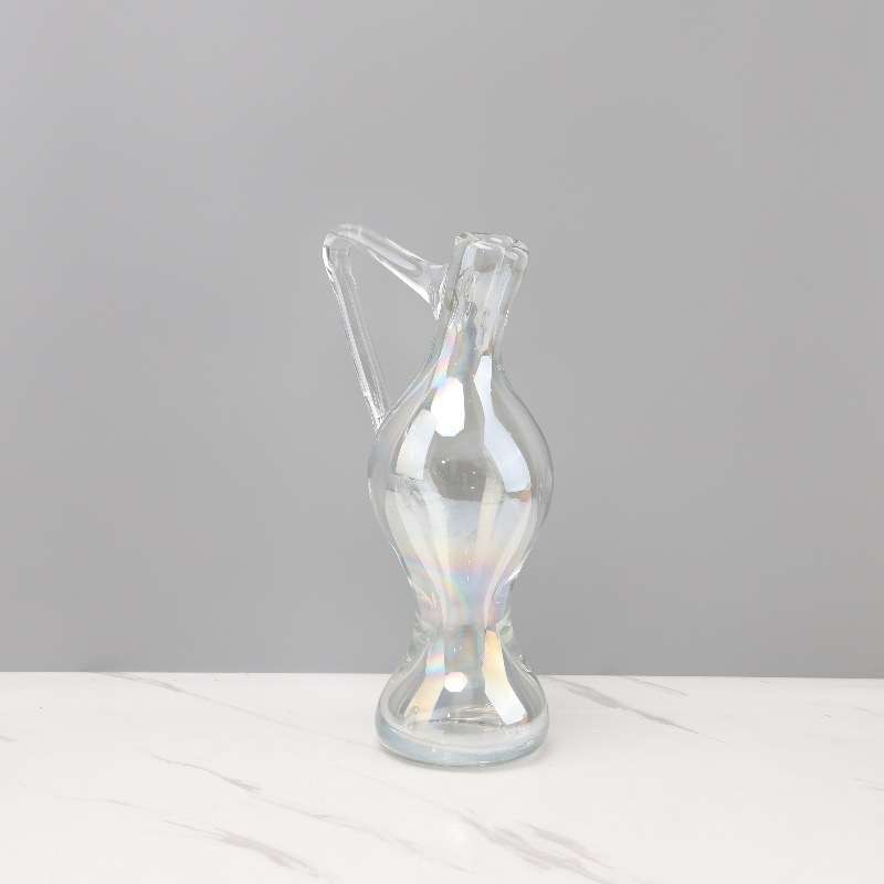 现代简约透明炫彩手提壶形琉璃花瓶摆件客厅餐厅电视柜家居装饰品