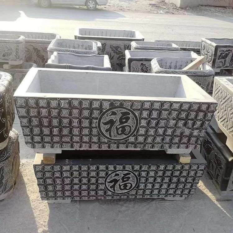 石雕鱼缸 青石仿古庭院花园别墅阳台养鱼水槽圆缸摆件花盆