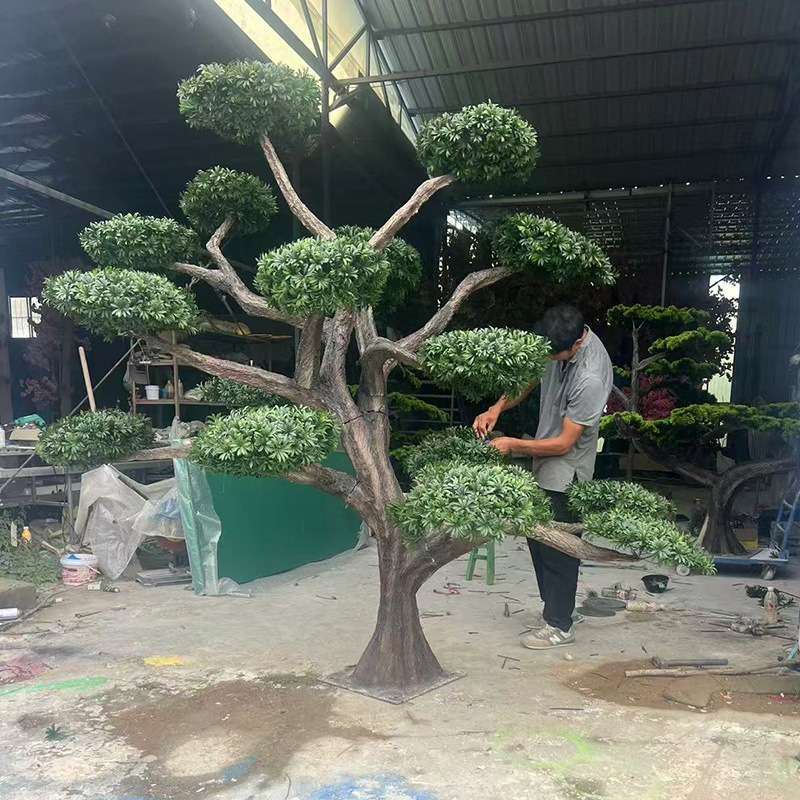 仿真造型罗汉松四季常青仿真松树盆景室内商场装饰景观美人松