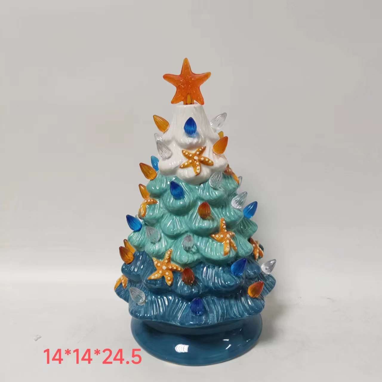 新款 树脂海星装饰发光树LED桌面工艺品海洋生物树脂树床头小夜灯