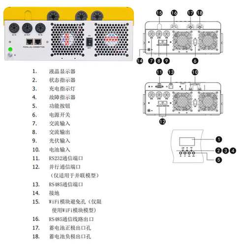 OFF GRID HYBRID INVERTER 6.2KW PV 60-500Vdc