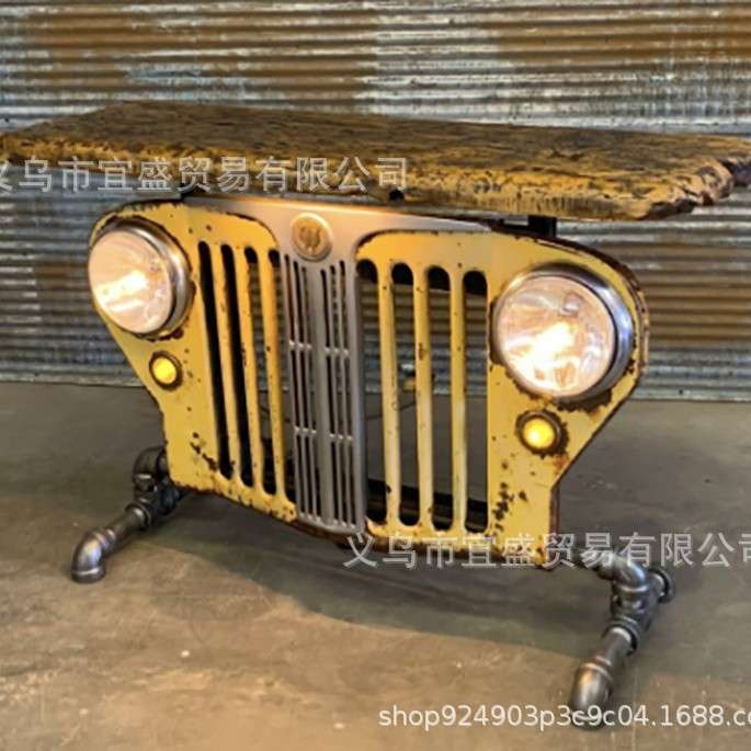 跨境新款车灯摆件 树脂装饰品车头灯家居设计摆件 庭院美式装修