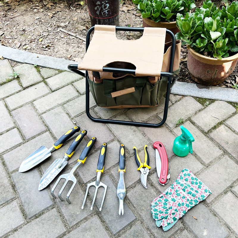 种花工具家用小铲子种菜锄头铁铲花铲凳子锯剪松挖土园艺赶海套装