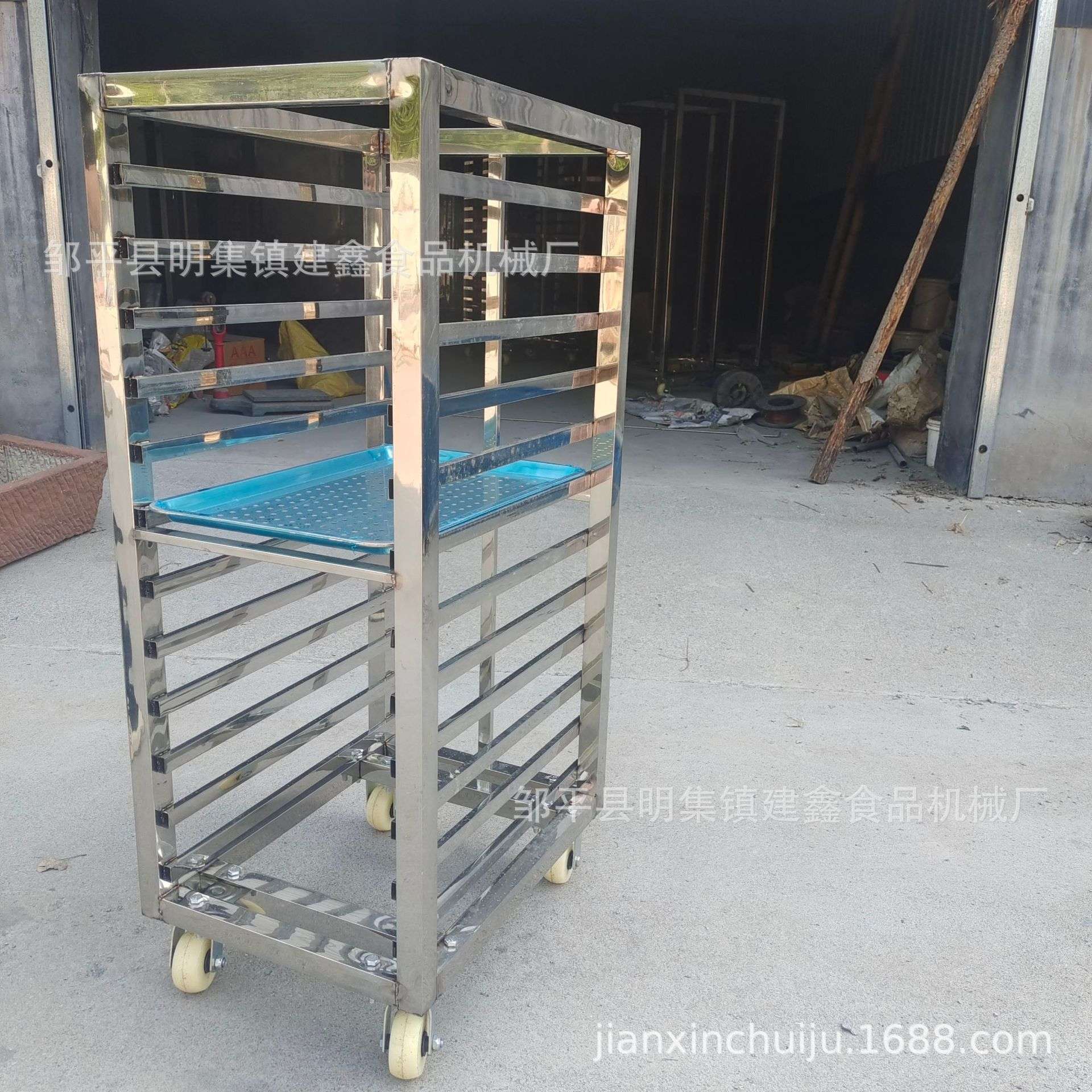 威海不锈钢蒸馒头蒸车食品晾晒架子车冷冻烘干层架