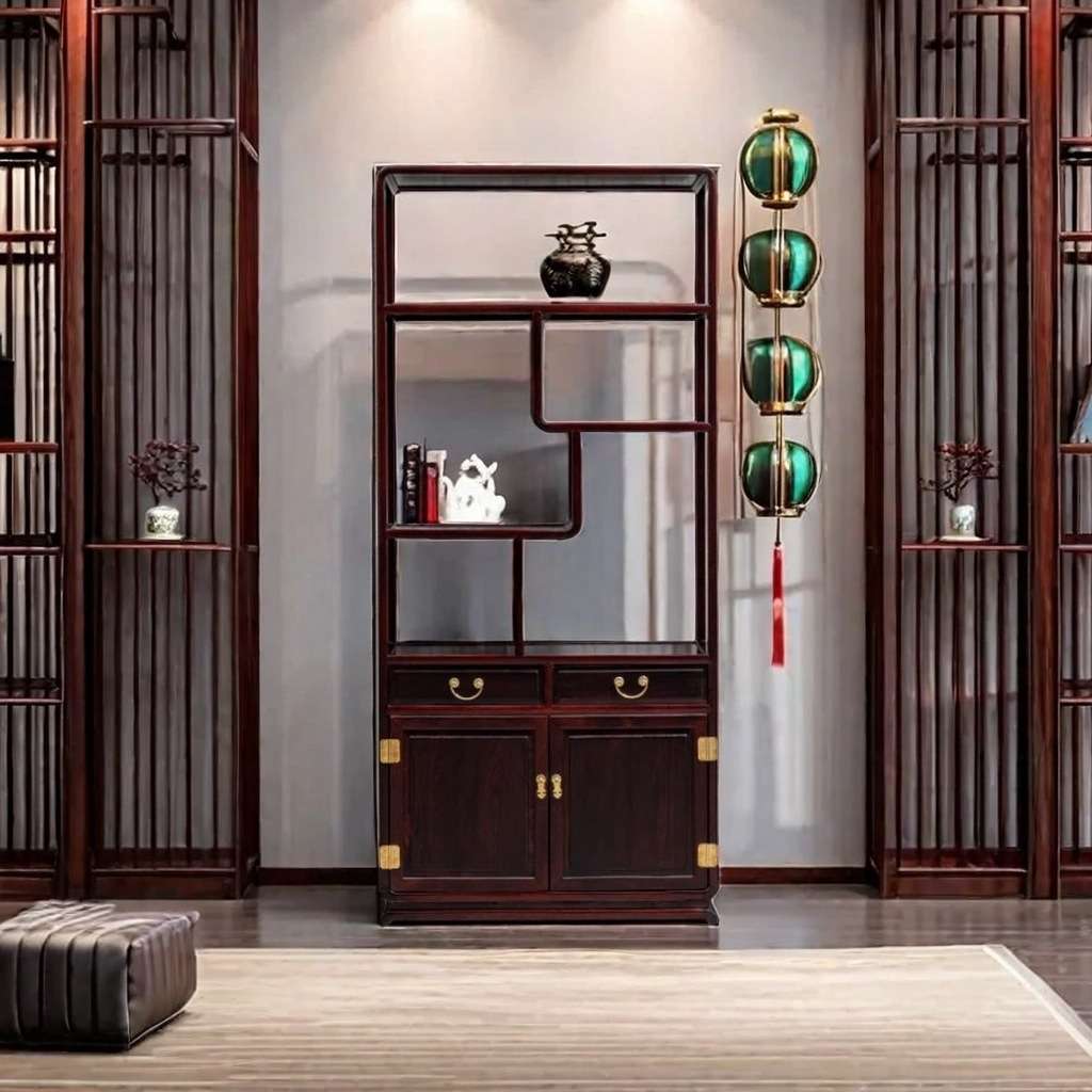 博古架全实木多宝阁中式隔断新中式摆件置物玄关架客厅禅意玄关柜