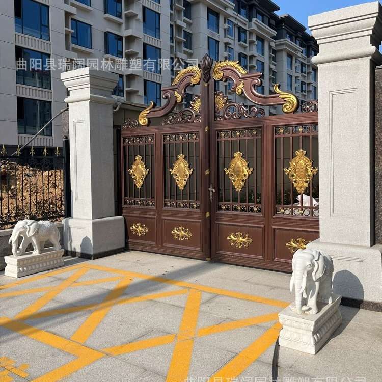 大理石方柱石雕大门口柱子别墅庭院小区石材门柱欧式雕花立柱围墙