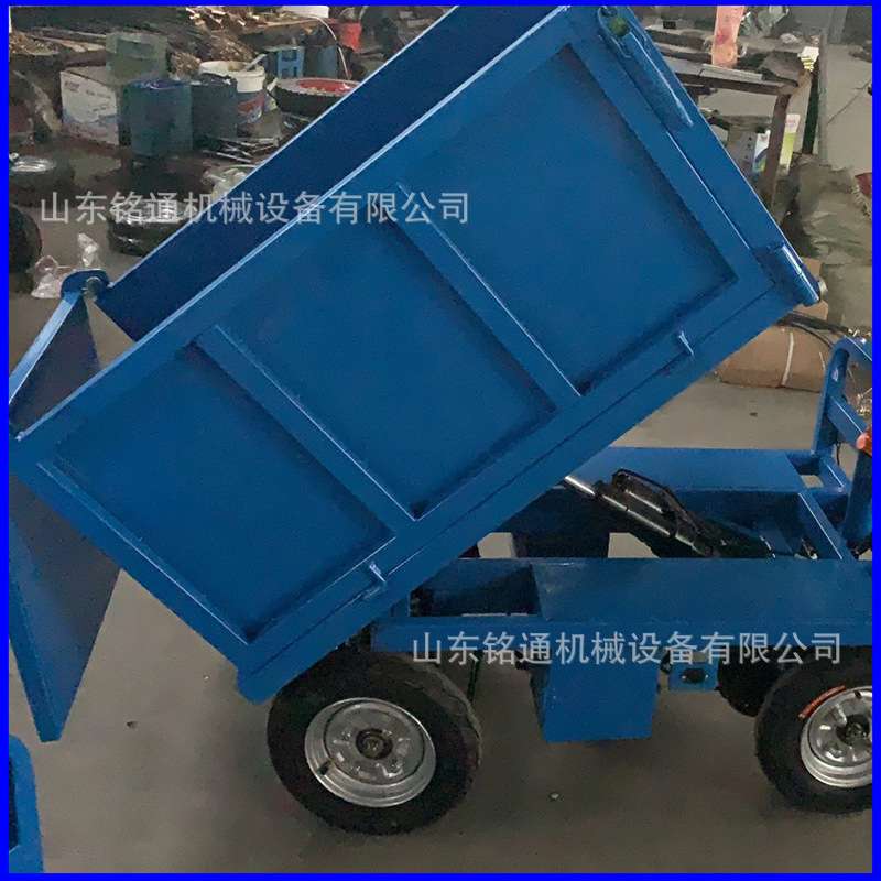 站立电动箱式灰斗车搬运拉砖护栏四轮升降台车铭通升降搬运车