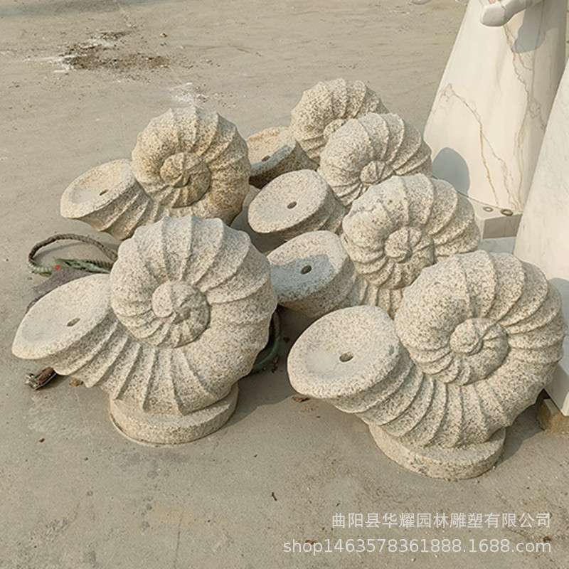 石雕喷水大理石海螺汉白玉流水喷泉吐水海螺花岗岩公园水池石雕塑