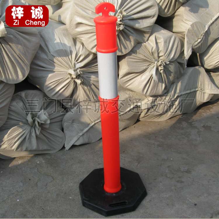 塑料警示柱 橡胶底座防撞柱 1.1米道路标柱 诱导柱柔性弹力柱