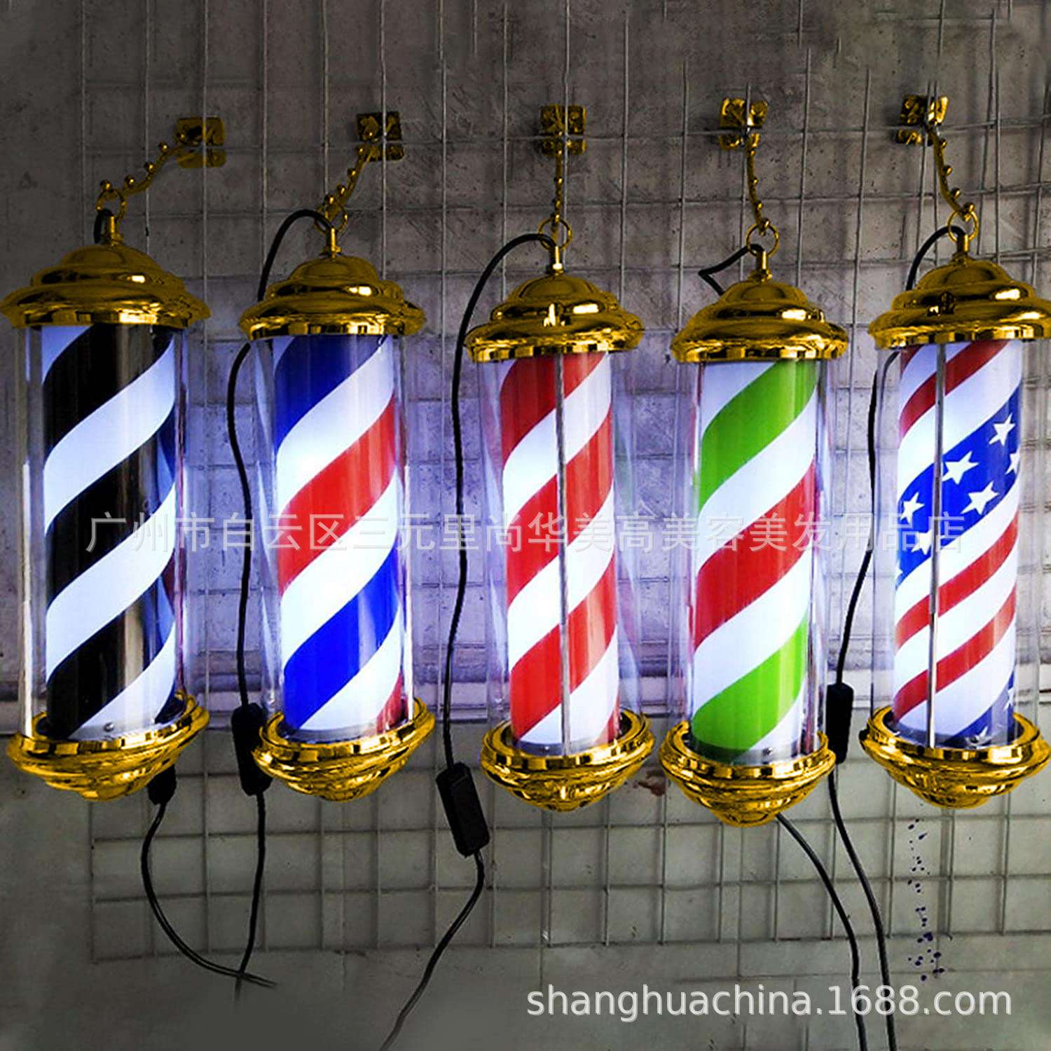 迷你型室内挂墙式发廊标志灯 高雅小转灯 迷你挂灯 barber pole