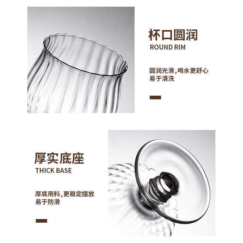 玻璃杯透明复古高脚咖啡杯子果杯汁高颜值甜品布丁杯果酒杯红酒杯