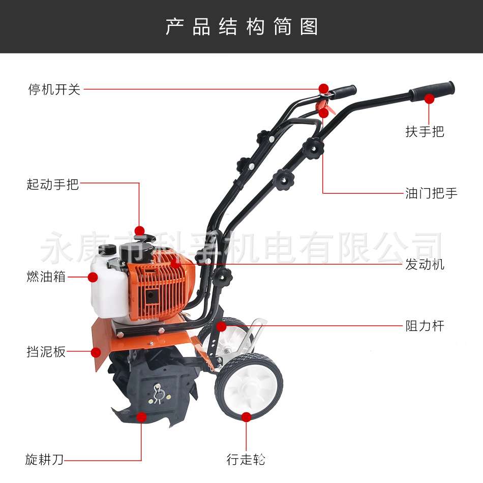 小型汽油机微耕机果园松土机大棚锄草翻地机支持外贸旋耕机